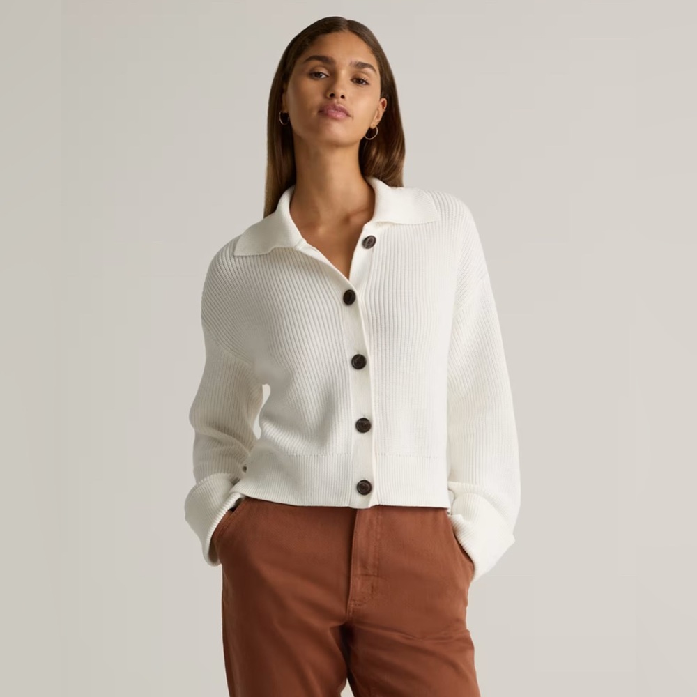 100% Organic Cotton Fisherman Collared Cardigan